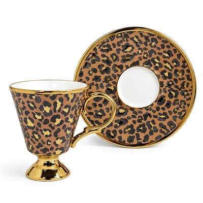 Leopar 6 Lı Kahve Fincan Takımı Turuncu