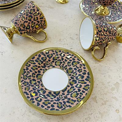 Leopard 6 Piece Coffee Cup Set Orange