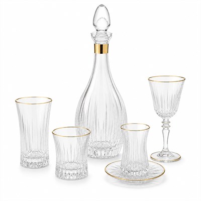 Light Kristal 61 Parça Bardak Seti Gold