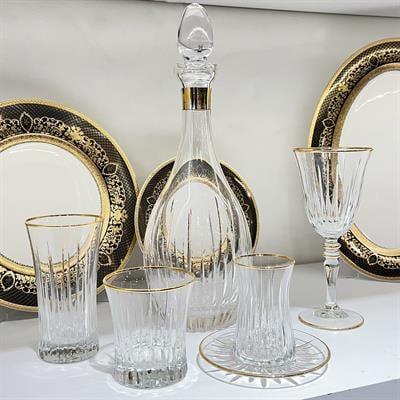 Light Kristal 61 Parça Bardak Seti Gold