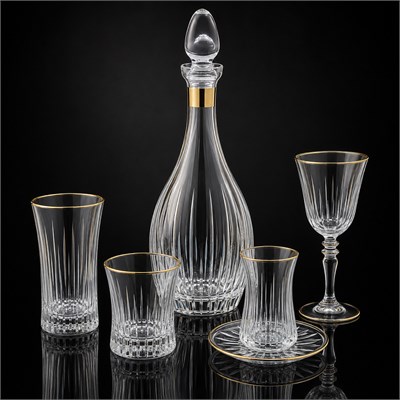 Light Kristal 61 Parça Bardak Seti Gold
