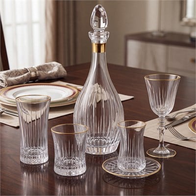 Light Kristal 61 Parça Bardak Seti Gold