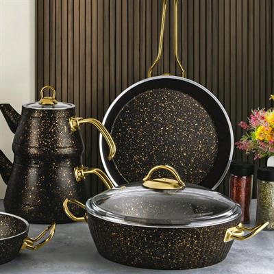 Lines Oscar 11 Parça Çeyiz Tencere Seti - Siyah