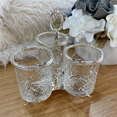 Lumeo Kristal Cam 3 Bölmeli Dik Kaşıklık - Gümüş