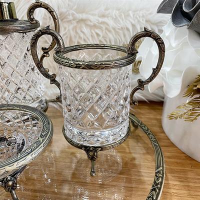 Lumeo Kristal Cam 4 Parça Banyo Seti - Antik