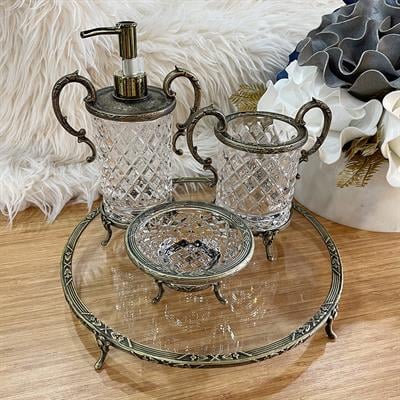 Lumeo Kristal Cam 4 Parça Banyo Seti - Antik