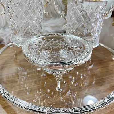 Lumeo Kristal Cam 4 Parça Banyo Seti - Gümüş