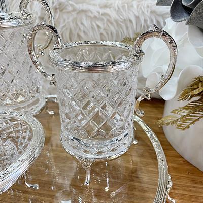 Lumeo Kristal Cam 4 Parça Banyo Seti - Gümüş