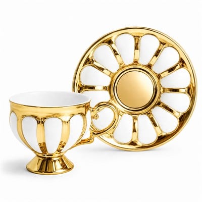 Luna 6 Lı Kahve Fincan Takımı Gold