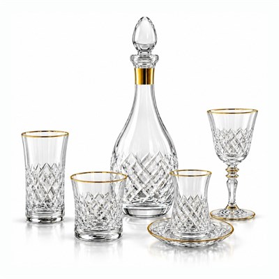Lunemi Kristal 61 Parça Bardak Seti Gold