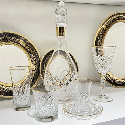 Lunemi Kristal 61 Parça Bardak Seti Gold