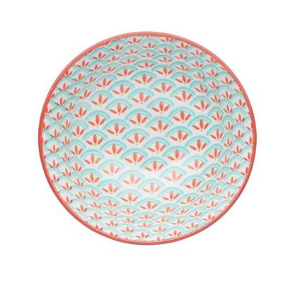 Mikasa Glazed Bowl Geometric Light Green Pattern KCBOWL31