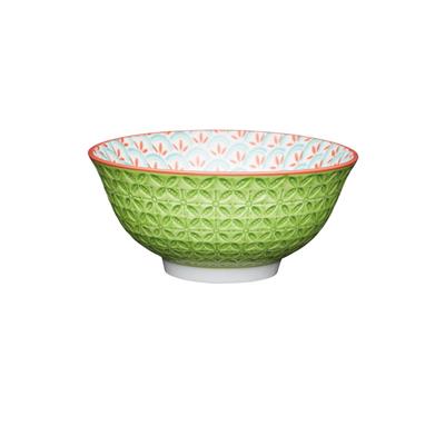 Mikasa Glazed Bowl Geometric Light Green Pattern KCBOWL31