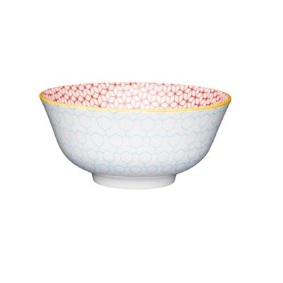 Mikasa Glazed Bowl Geometric Blue Pattern KCBOWL06