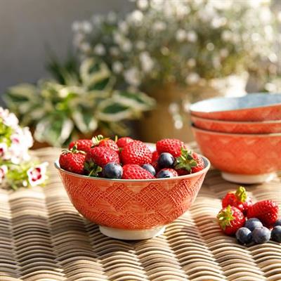 Mikasa Glazed Bowl Grey Floral Pattern KCBOWL13