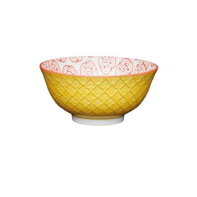 Mikasa Glazed Bowl Yellow Floral Pattern KCBOWL30