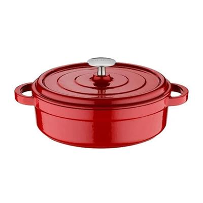 Olika Iron Demir Döküm Basık Tencere 28 cm - Kırmızı