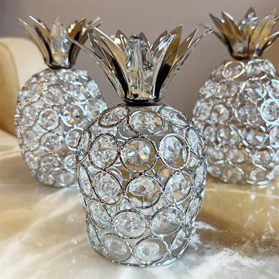 Optigon 3 Lü Ananas Dekoratif Aksesuar - Silver