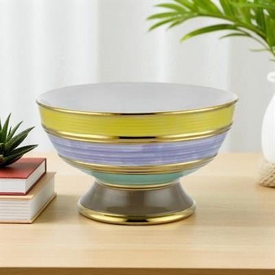 Porcelain Fruit Bowl 29 cm Green Mustard Lilac