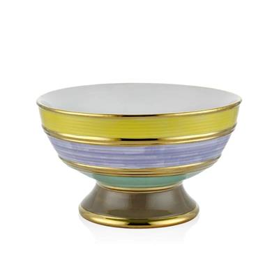 Porcelain Fruit Bowl 29 cm Green Mustard Lilac