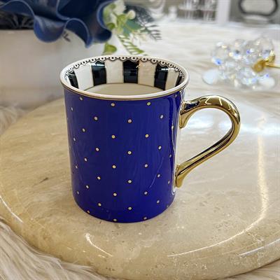 Puantiye Porselen Kupa Lacivert