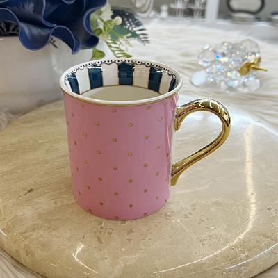 Puantiye Porselen Kupa Pembe