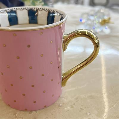 Puantiye Porselen Kupa Pembe