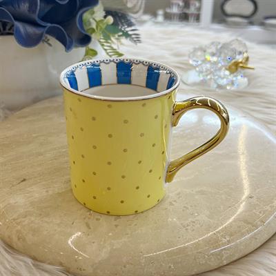 Puantiye Porselen Kupa Sarı