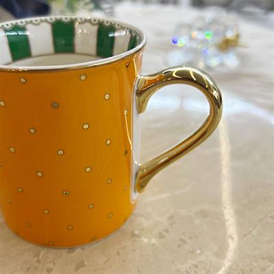 Puantiye Porselen Kupa Turuncu