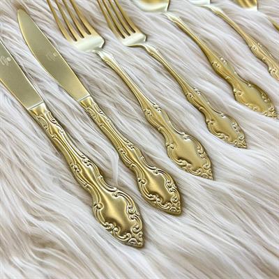 Queens of England 89 Parça Çatal Kaşık Bıçak Takımı - Mat Gold