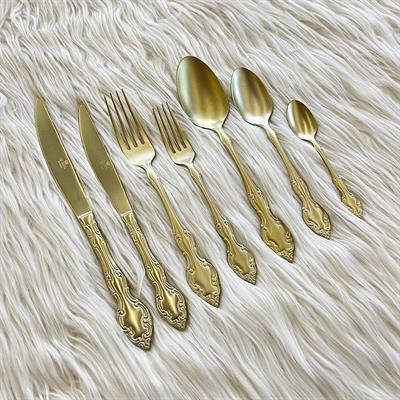 Queens of England 89 Parça Çatal Kaşık Bıçak Takımı - Mat Gold