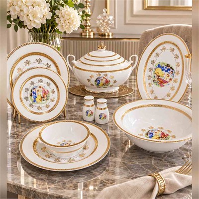 Queens of England Lilian 61 Parça 12 Kişilik Porselen Yemek Takımı
