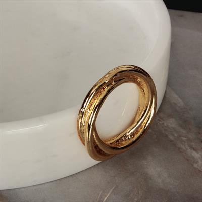 Ring White Marble Presentation Rack Round Small Size - Gold