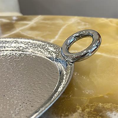 Ring Çelik Kulplu Tepsi - Gümüş