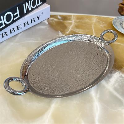 Ring Çelik Kulplu Tepsi - Gümüş