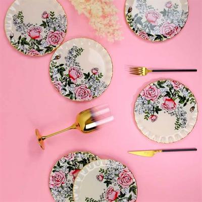 Roseline Krem 6 Lı Pasta Tabağı