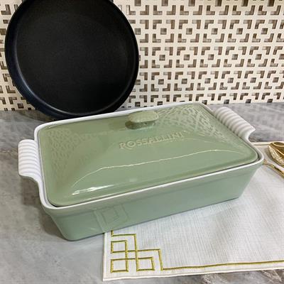 Rossallini Life Dikdörtgen Kapaklı Fırın Kabı 38x23 cm - Yeşil