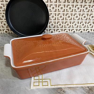 Rossallini Life Dikdörtgen Kapaklı Fırın Kabı 38x23 cm - Kiremit