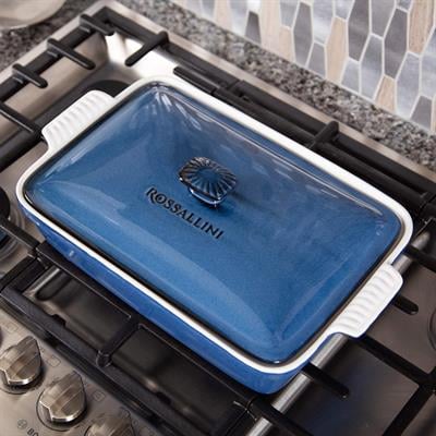 Rossallini Life Dikdörtgen Kapaklı Fırın Kabı 33x23 cm - Mavi