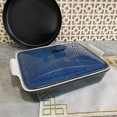 Rossallini Life Dikdörtgen Kapaklı Fırın Kabı 33x23 cm - Mavi