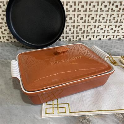 Rossallini Life Dikdörtgen Kapaklı Fırın Kabı 33x23 cm - Kiremit