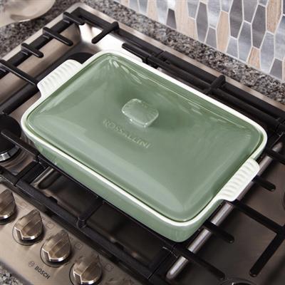Rossallini Life Dikdörtgen Kapaklı Fırın Kabı 38x23 cm - Yeşil