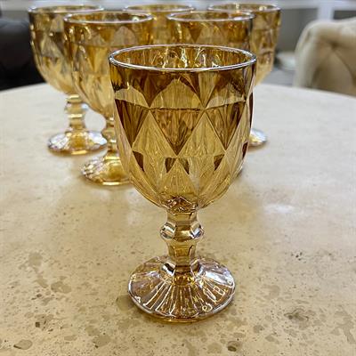 Royking 6 Lı Ayaklı Bardak - Amber