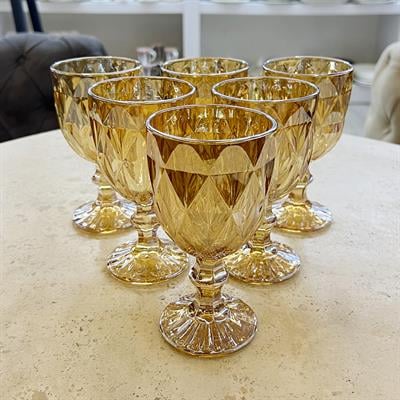 Royking 6 Lı Ayaklı Bardak - Amber