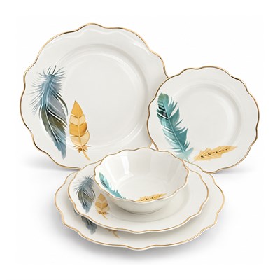 Royking Color Wing Bone Porselen 24 Parça 6 Kişilik Yemek Takımı