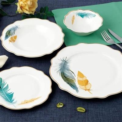 Royking Color Wing Bone Porselen 24 Parça 6 Kişilik Yemek Takımı
