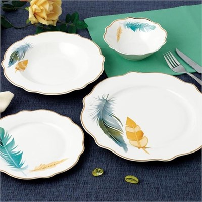 Royking Color Wing Bone Porselen 24 Parça 6 Kişilik Yemek Takımı