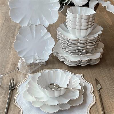 Royking Daisy 24 Parça 6 Kişilik Porselen Yemek Takımı - Silver