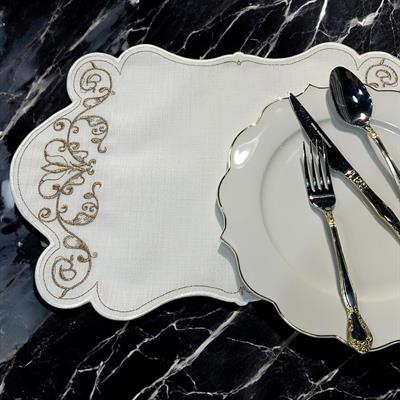 Royking Lace Rose 6-Piece Charger - Gold