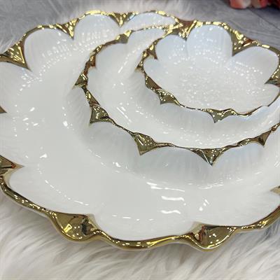 Royking Flora 3 Lü Yuvarlak Çerezlik Gold